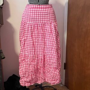 Gingham Ruffle Maxi Skirt